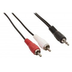 Jack stereo audio adapter cable 3.5 mm male - 2x RCA male 1.50 m black
