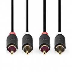 Stereo Audio Cable | 2x RCA Male - 2x RCA Male | 3.0 m | Anthracite