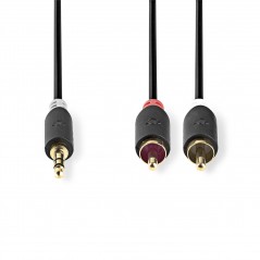 Stereo Audio Cable | 3.5 mm Male - 2x RCA Male | 5.0 m | Anthracite