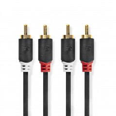 Stereo Audio Cable | 2x RCA Male - 2x RCA Male | 1.0 m | Anthracite