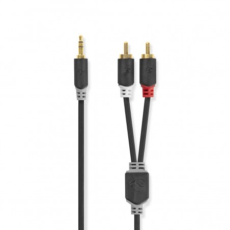 Stereo Audio Cable | 3.5 mm Male - 2x RCA Male | 10 m | Anthracite