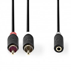 Stereo Audio Cable | 2x RCA Male - 3.5 mm Female | 0.2 m | Anthracite