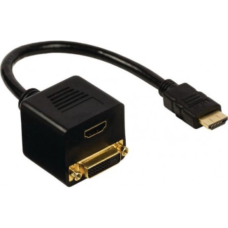 HDMI adapter cable HDMI Connector - DVI-D 24+1-pin female + HDMI input 0.20 m black