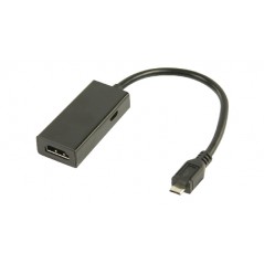 MHL adapter cable USB 5-pin Micro B male - HDMI output + USB Micro B female 0.20 m black