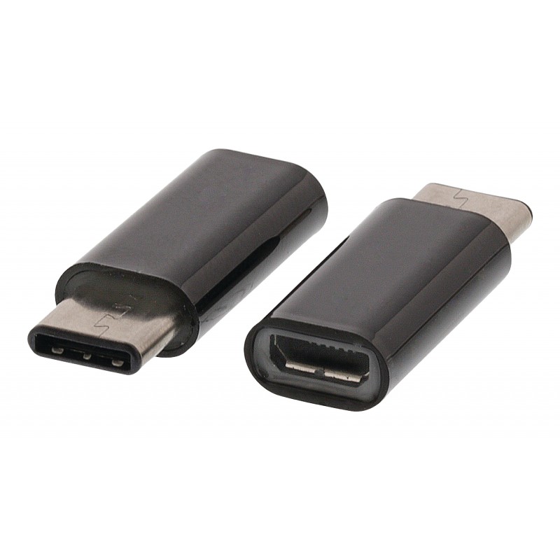 USB 2.0 Adapter USB-C Male - USB Micro B Female Black