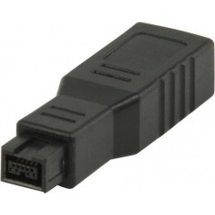 FireWire 9-pin male - 6-pin female adapter black