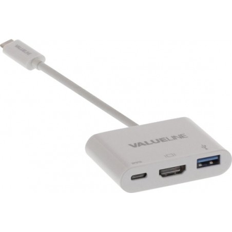USB Adapter USB-C Male - USB A Female / USB-C Female / HDMI output White