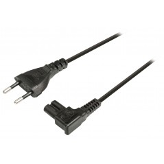 Power cable euro plug male - IEC-320-C7 hooked 2.00 m black
