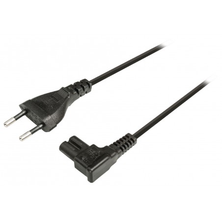 Power cable euro plug male - IEC-320-C7 hooked 3.00 m black