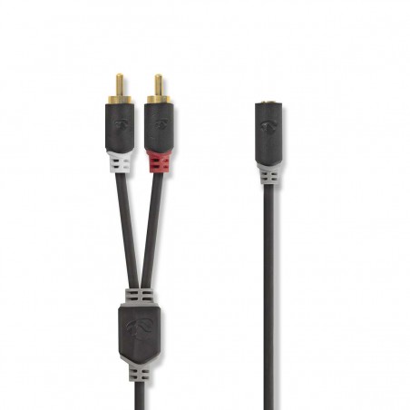 Stereo Audio Cable | 2x RCA Male - 3.5 mm Female | 0.2 m | Anthracite