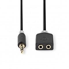 Stereo Audio Cable | 3.5 mm Male - 2x 3.5 mm Female | 0.2 m | Anthracite