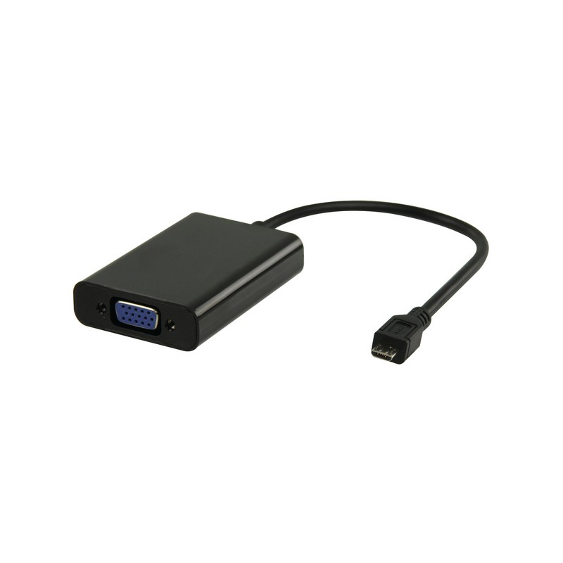 MHL adapter cable USB 5-pin Micro B male - VGA female + USB Micro B female + 3.5 mm output 0.20 m black